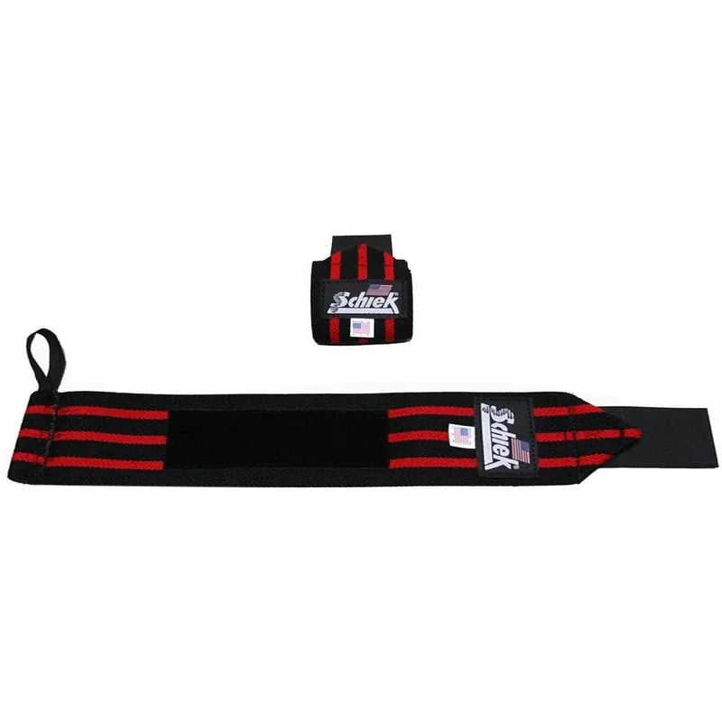 Schiek Sports Model 1124 Heavy Duty 24" polsbandages - Zwart/Rood Meest Verkocht