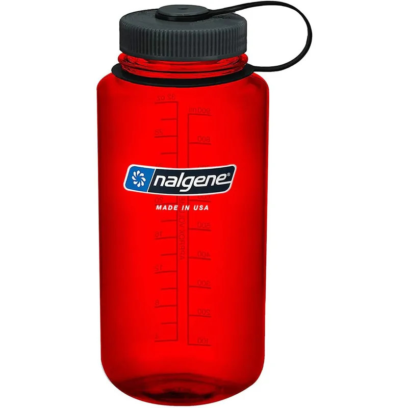 Nalgene Sustain 32 oz. Tritan Wide Mouth Waterfles - Rood/Zwart Hete Deal