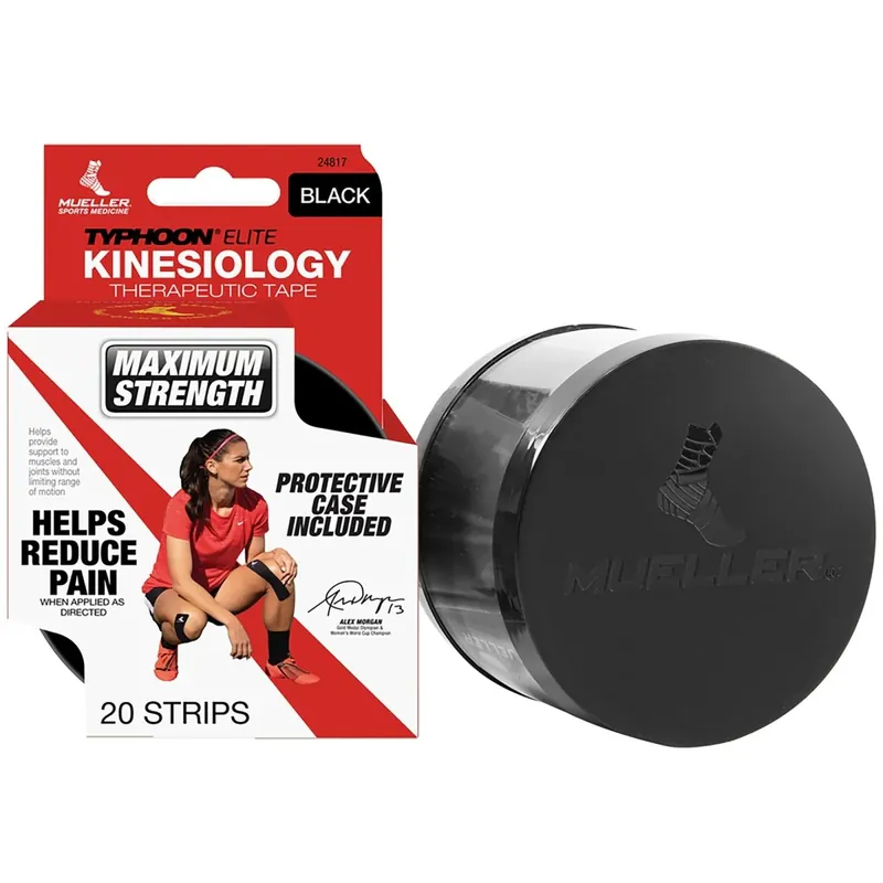 Gereduceerde Prijs Mueller Sports Medicine 20 voorgesneden I-strips Typhoon Elite Kinesiologietape Zwart