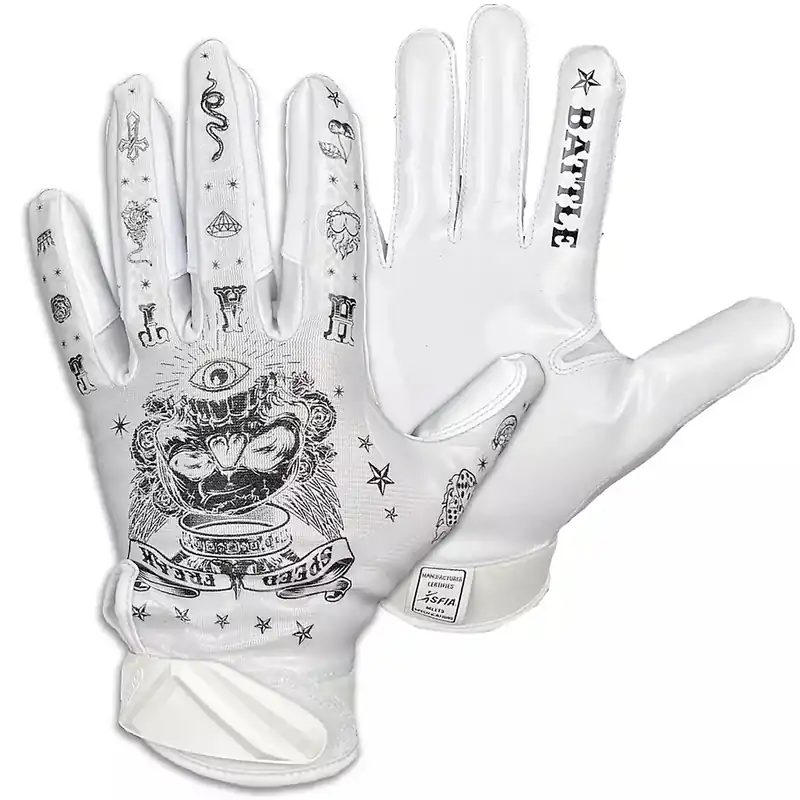 Rechtstreeks Van De Fabrikant Battle Sports Speed Freak Cloaked Adult Football Receiver Handschoenen - Wit S