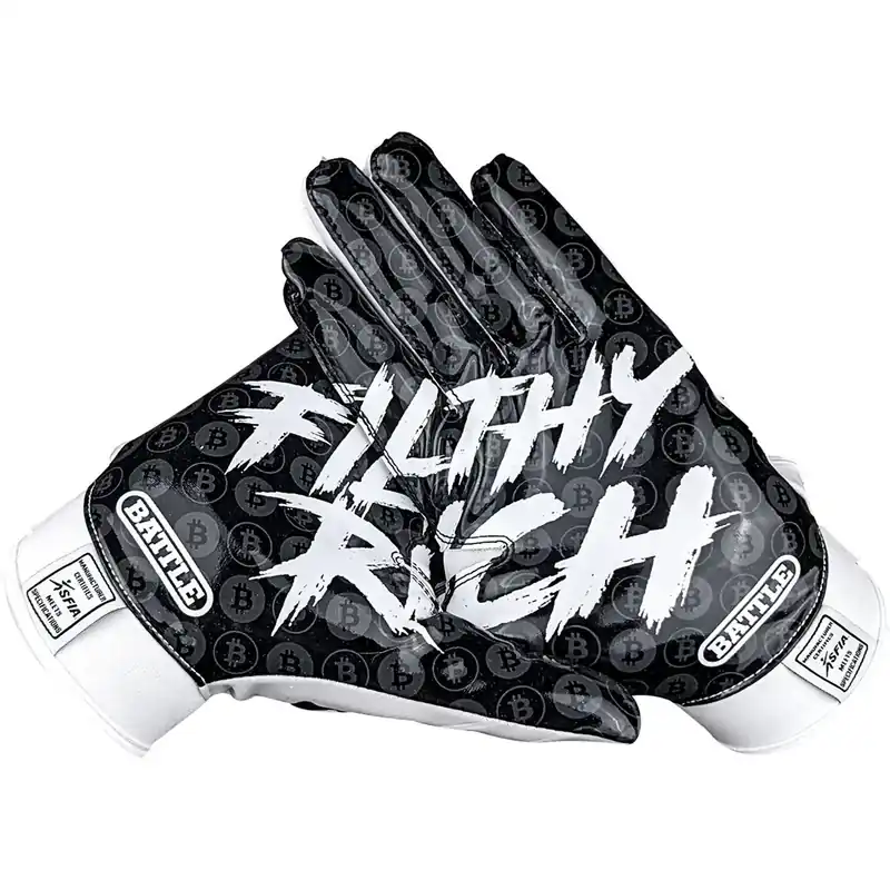 Battle Sports Adult Filthy Rich Football Receiver Handschoenen - Zwart/Wit S Snelle Levering
