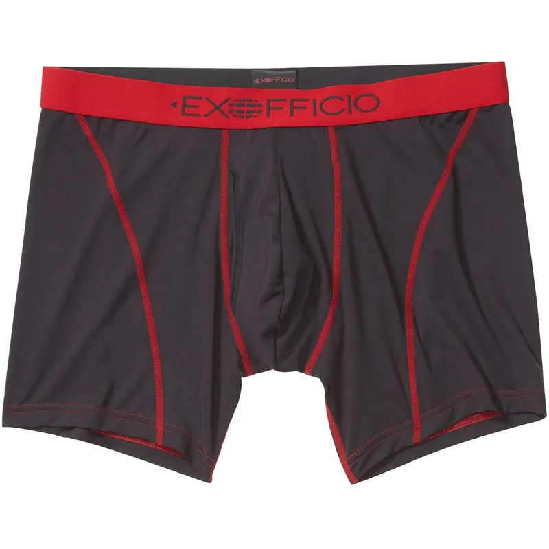 Rechtstreeks Van De Fabrikant ExOfficio Give-N-Go 2.0 Sport Mesh 6" Boxer Briefs - Zwart/Scharlakenrood S