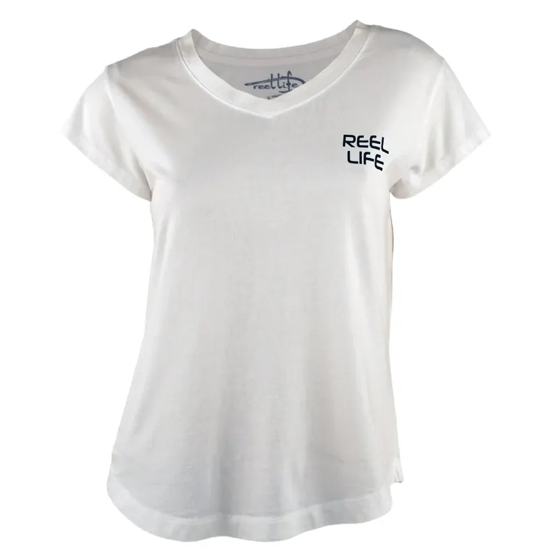 Gratis Retour Reel Life Dames Ocean Washed Sassy Palm V-hals T-shirt - Wit S