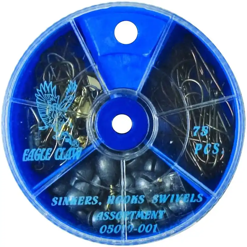 Eagle Claw Sinkers, Haken en Wartels Assortiment Pakket Meest Verkocht