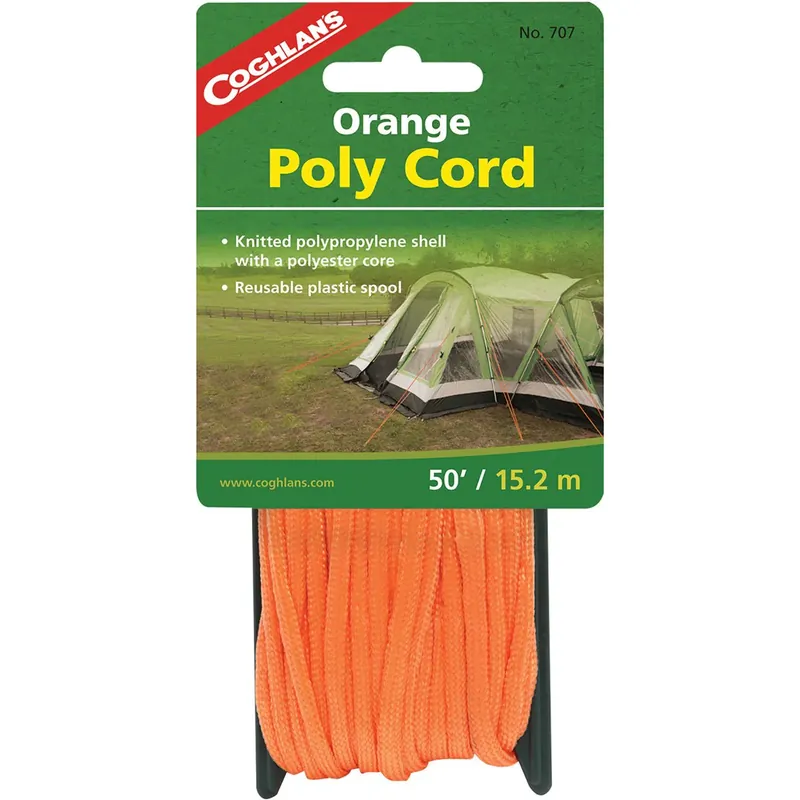 Beste Prijs Coghlan's Orange Poly Cord, 50 voet van 1/4-inch gevlochten nylon koord herbruikbaar touw