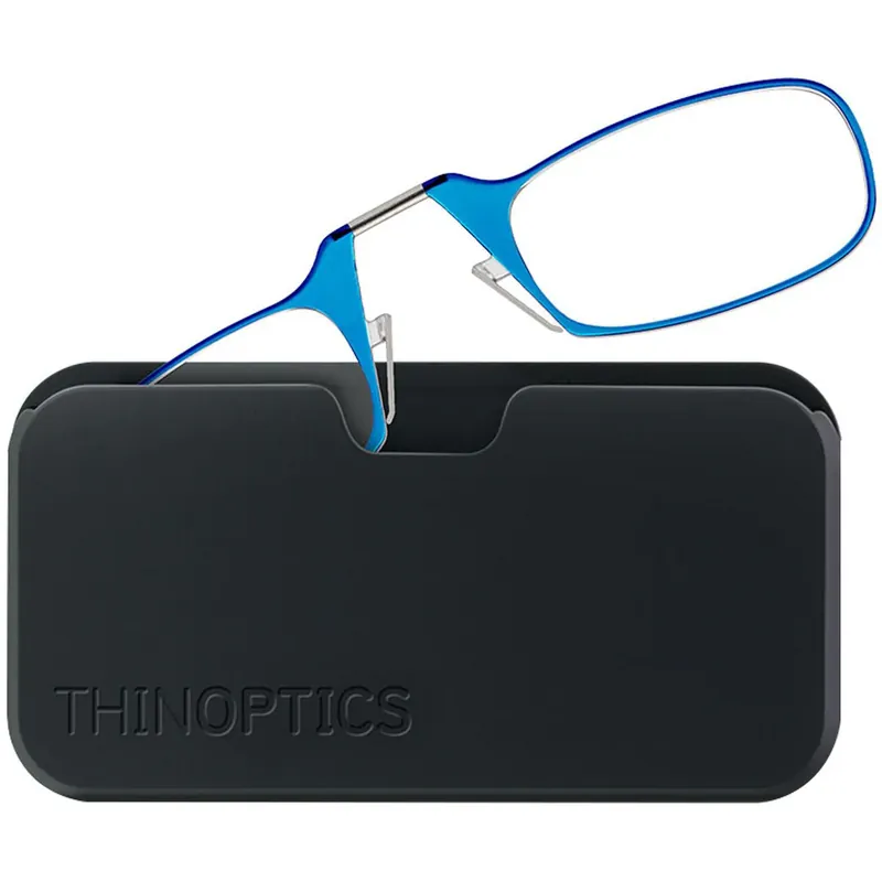 Merkproduct ThinOptics bril zonder arm met universele behuizing - blauw montuur, zwarte pod