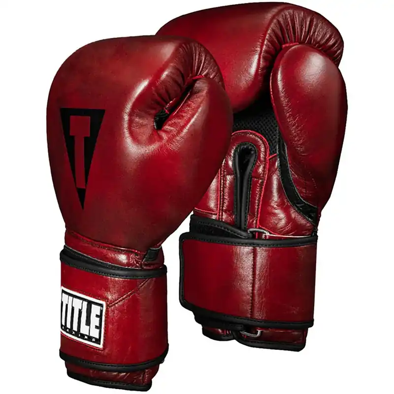 Titel Boks Bloedrode Leren Zak Handschoenen 12 oz. Exclusieve Aanbieding