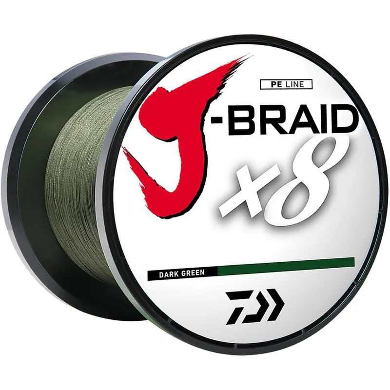 Rechtstreeks Van De Fabrikant Daiwa J-Braid X8 gevlochten vislijn, donkergroen, spoel van 150 yard