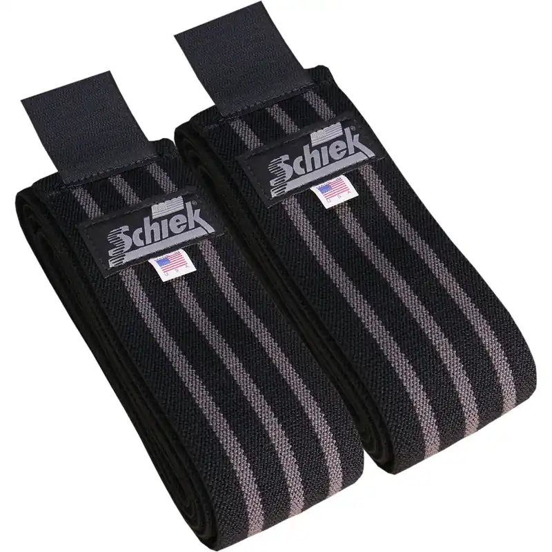 Schiek Sports Black Out Katoenen Elastische Klittenband Kniebandages - Zwart/Zilver Populair