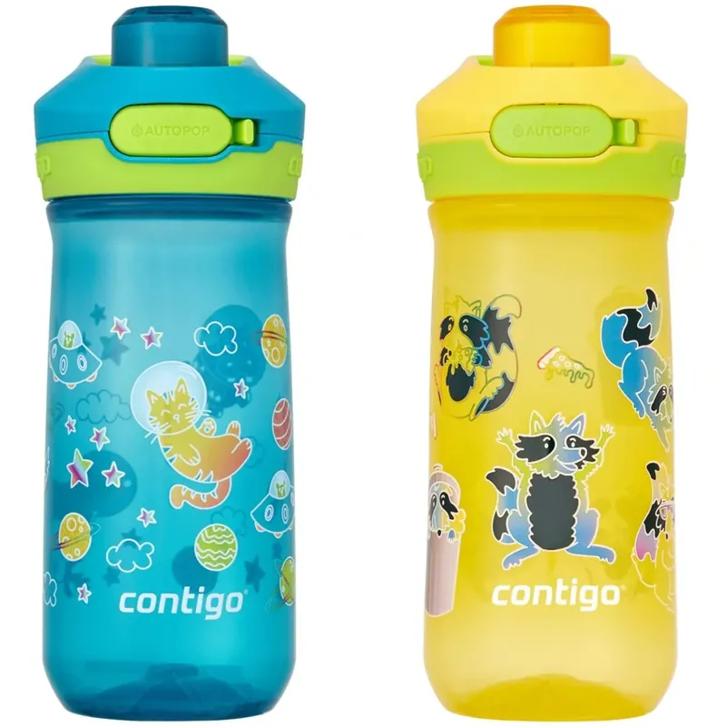 Dagaanbieding Contigo Kid's 14 oz. Jessie Waterfles 2-Pack - Ruimtevaartuig/Afvalpanda's