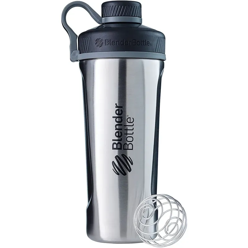 Beste Prijs Blender Bottle Radian 26 oz. RVS Shaker Mixerbeker met Lus Top Zilver