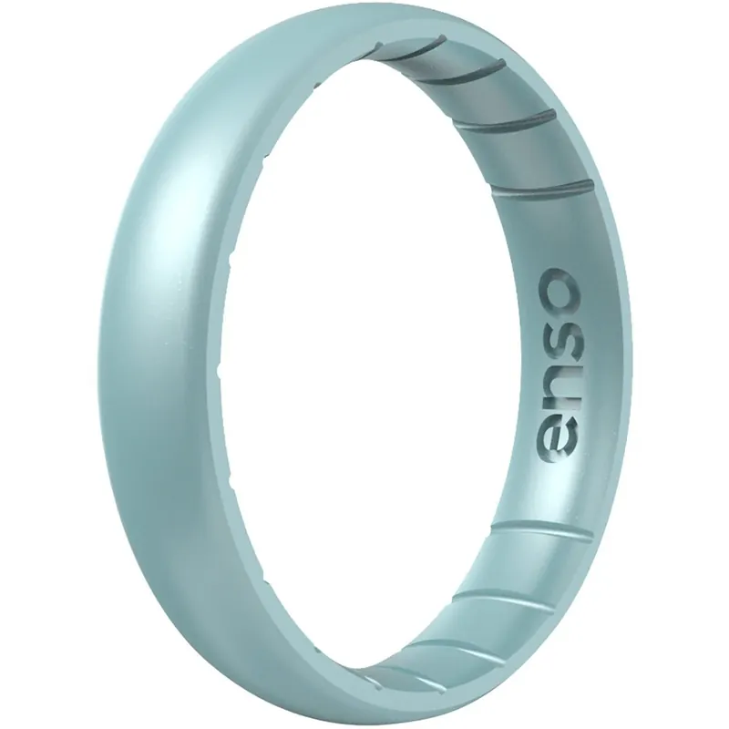 Op = Op Enso Rings Dunne Geboortesteen Serie Siliconen Ring - Aquamarijn