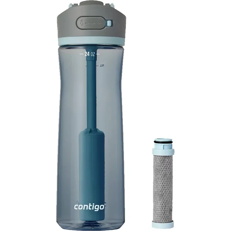 Laatste Kans Contigo 24 oz. Wells Plastic Filter Waterfles met Vervangend Filter - Dark Ice