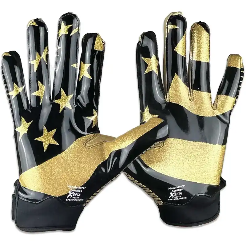 Actieprijs Battle Sports USA Glitter Doom Football Receiver Handschoenen - Zwart/Goud Jeugd S