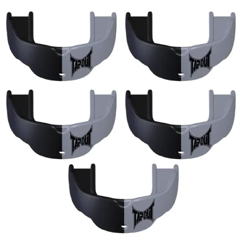 Tapout Jeugd Beschermende Sportbitje met Band 5-Pack - Zilver/Zwart Korting