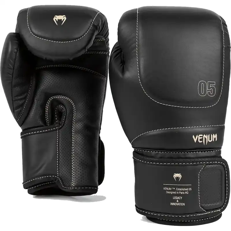 Venum Impact EVO klittenband bokstrainingshandschoenen - Zwart/Beige 14 oz. Flitsaanbieding