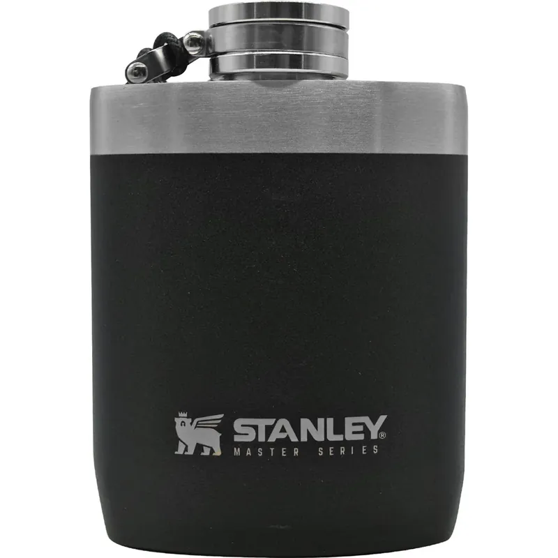 Laatste Versie Stanley Master 8 oz. Brede mond lekvrije roestvrijstalen heupfles Zwart
