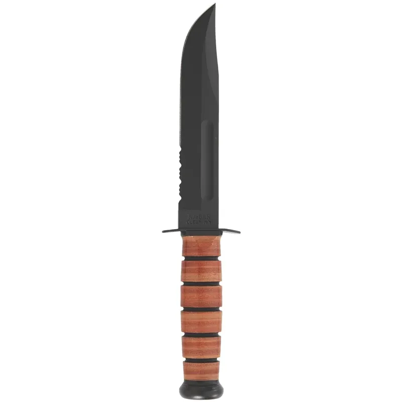KA-BAR 7" Vast mes US Army gekarteld mes met schede - Bruin Superprijs