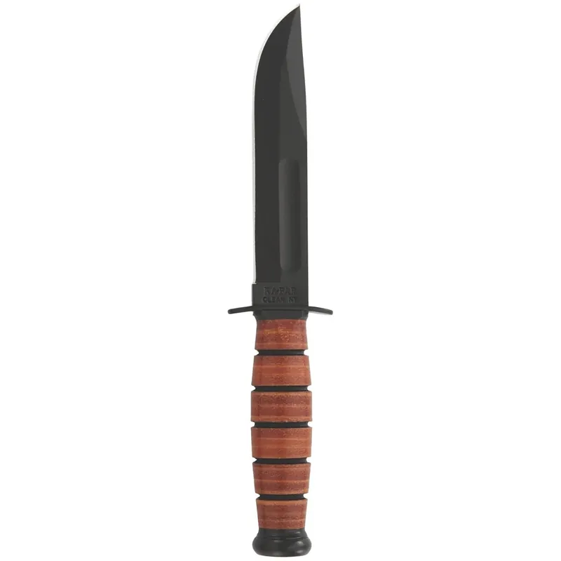 Finale Uitverkoop KA-BAR 5.25" vaststaand USMC kort mes met schede - Bruin