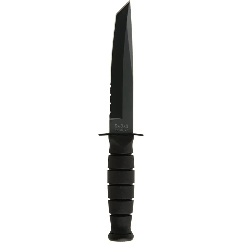 KA-BAR 5.25" vast mes met gedeeltelijk gekarteld kort Tanto-mes met schede - Zwart Beperkt Aanbod