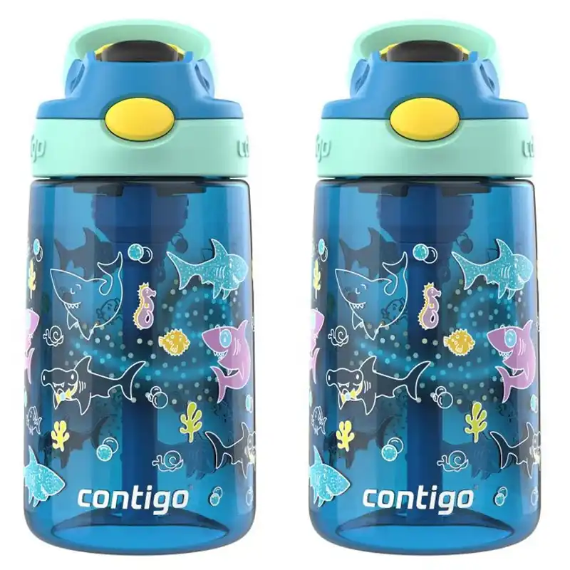 Contigo Kid's 14 oz. Aubrey AutoSpout Straw Waterfles 2-Pack Konijnen/Kikker Bestseller