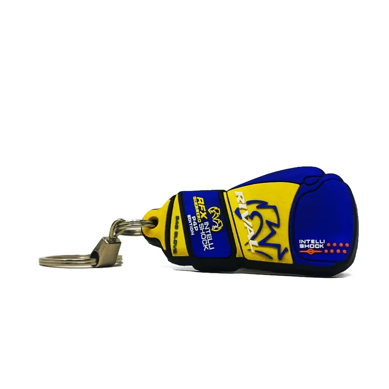 Rival Boxing Mini Rubberen Bokshandschoen Sleutelhanger P4P (Blauw/Geel) Gecertificeerd