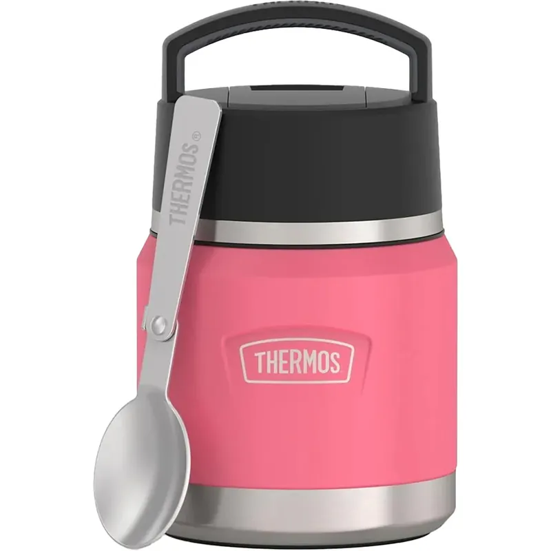 Thermos 12 oz. Icon Kid's vacuüm geïsoleerde roestvrijstalen voedselpot met lepel Hot Pink Direct Verzonden