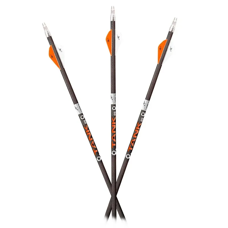 Nu Kopen Carbon Express Tank 25 .400 Shafts 12-Pack - Zwart/Oranje