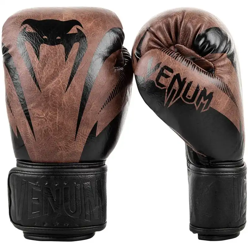 Venum Impact Klittenband Bokshandschoenen - Zwart/Bruin 10 oz. Koop Vandaag