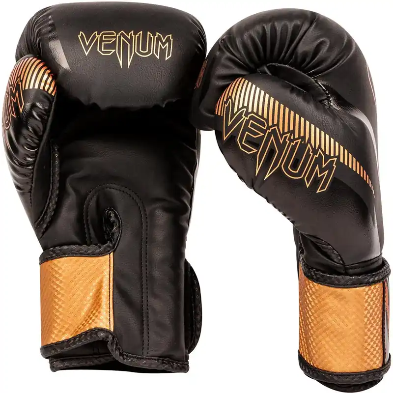 Uitverkoop Venum Impact klittenband bokshandschoenen - Zwart/Brons 10 oz.
