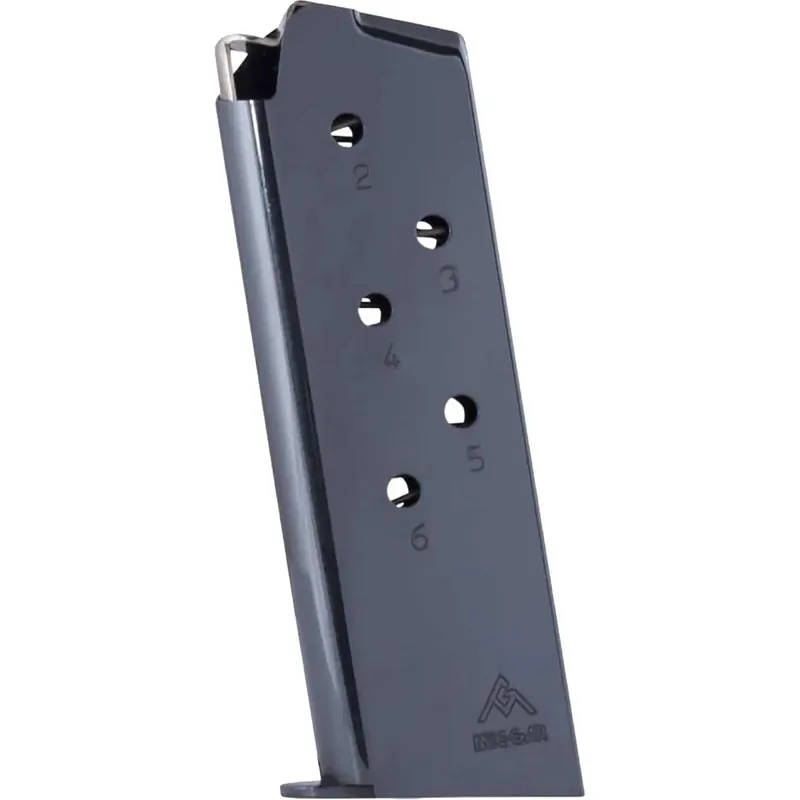Beperkte Voorraad Mec-Gar 6-schots magazijn voor 1911 Officer/Compact .45 ACP MGCO4506B Blued