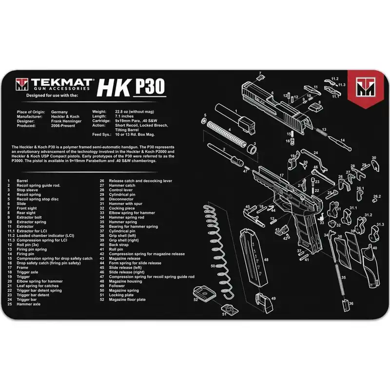 TekMat originele wapenreinigingsmat - 17" X 11" - Heckler & Koch P30™ Nu Kopen