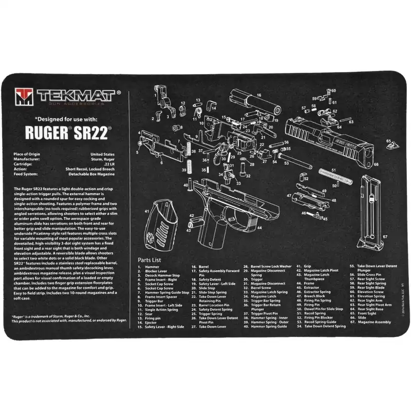 Merkproduct TekMat originele geweerreinigingsmat - 17" X 11" - Ruger SR22™