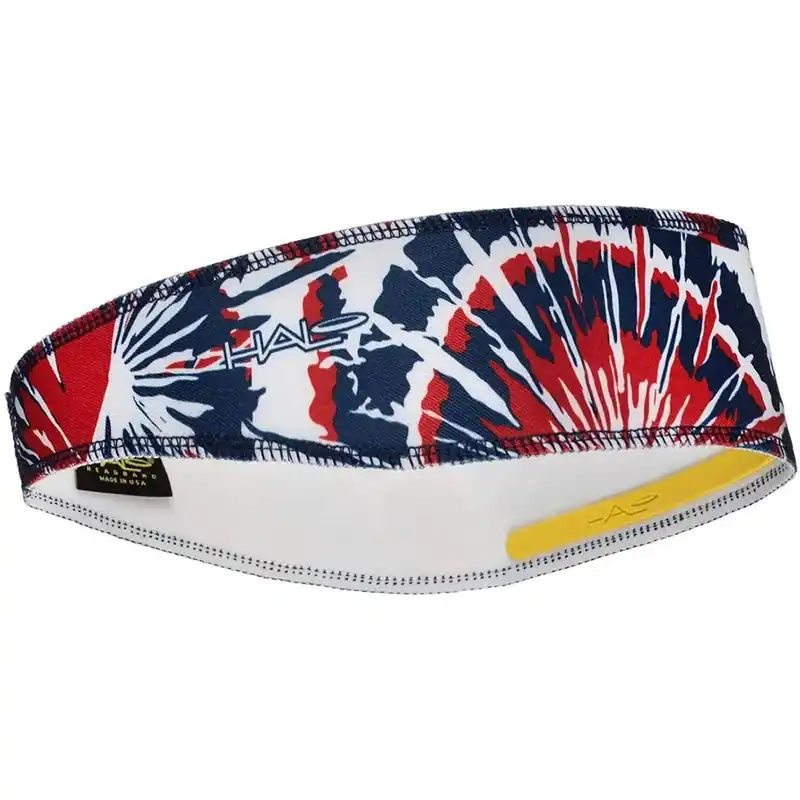 Halo Hoofdband Pullover II Zweetband - Rood/Wit/Blauw Tie-Dye Hete Deal