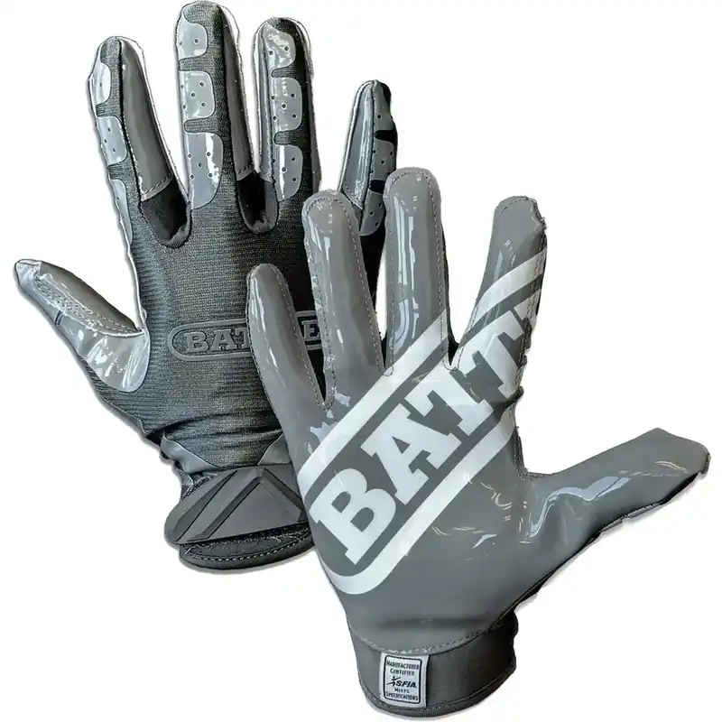 Laatste Versie Battle Sports DoubleThreat voetbalhandschoenen voor volwassenen - antraciet/antraciet S