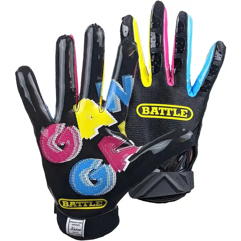 Actieprijs Battle Sports Gang Gang Double Threat voetbalontvangerhandschoenen voor volwassenen - zwart S