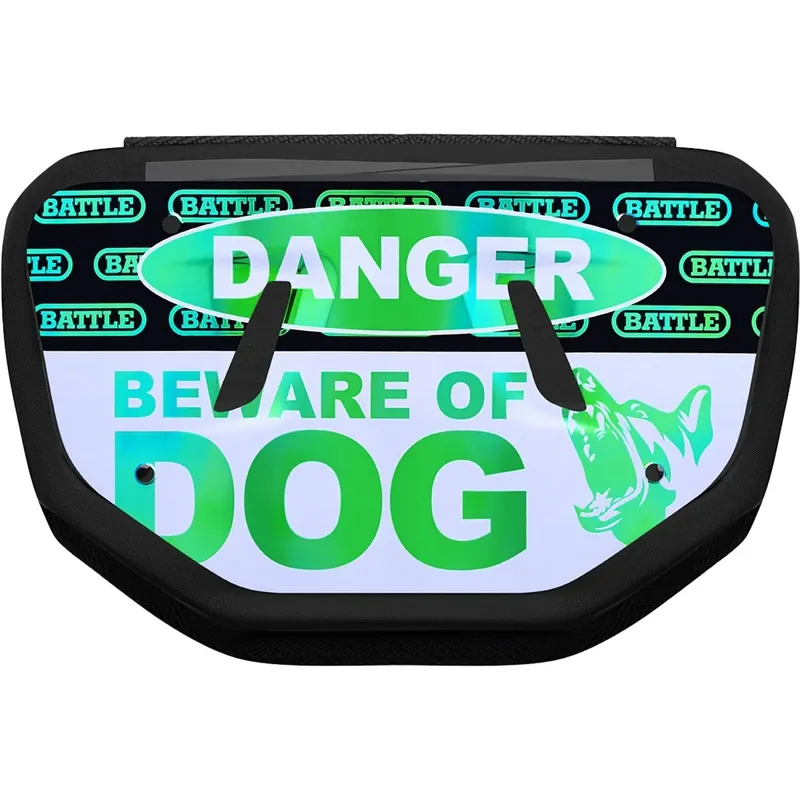 Battle Sports - "Iridescent Beware of Dog" Chromen Voetbal Achterplaat - Volwassene - Iridescent Blauw/Groen Laatste Kans