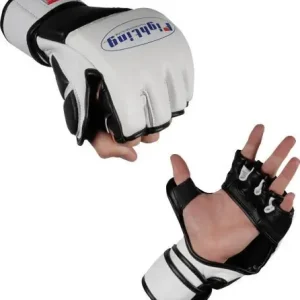 Favoriet Vechtsport MMA Grappling Training Handschoenen - Wit/Zwart L