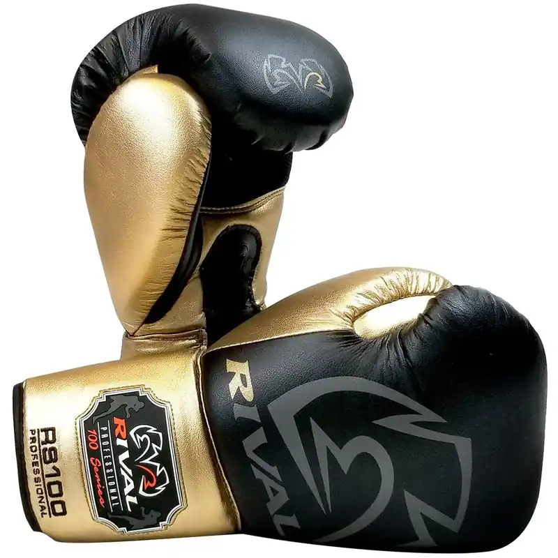 Shop Nu RIVAL Boxing RS100 Pro Veterhandschoenen voor sparren, 16 oz. Small Zwart goud
