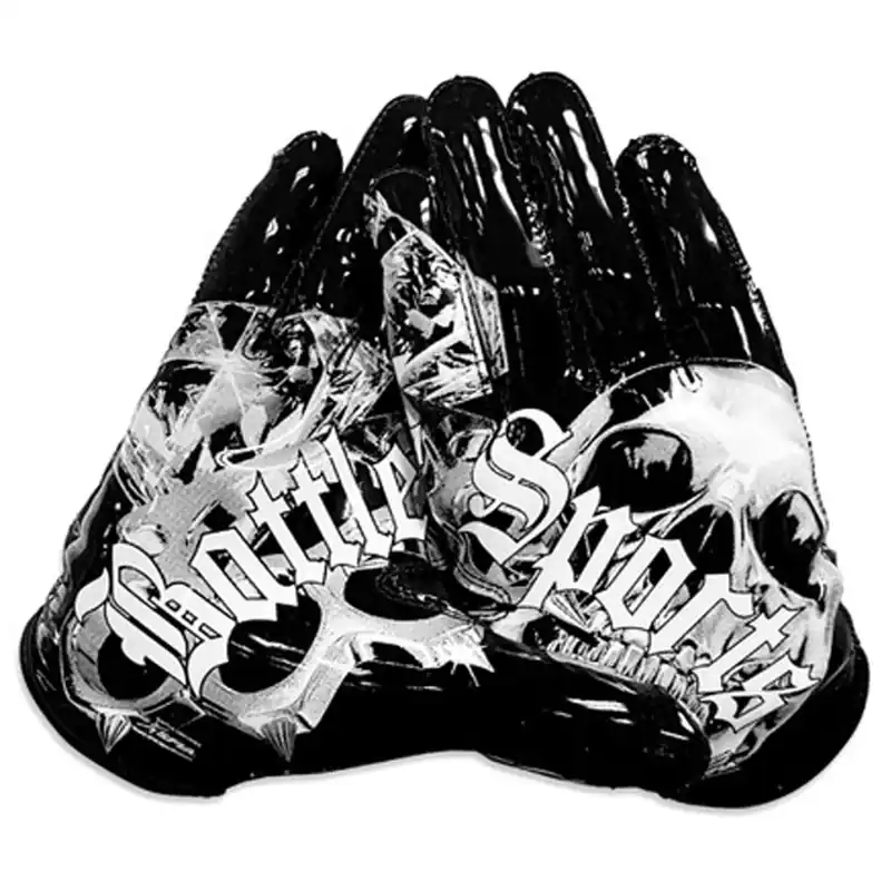 Battle Sports Adult "Chrome Skulls" Doom Speed Receiver Football Gloves S Snelle Levering
