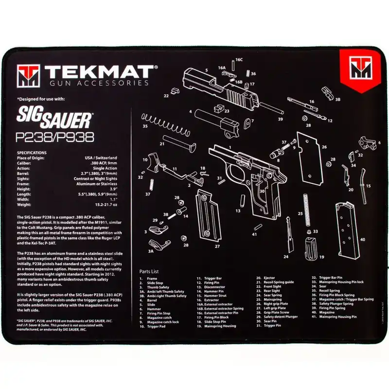 TekMat originele wapenreinigingsmat - 17" x 11" - Sig Sauer P238 Nu Kopen