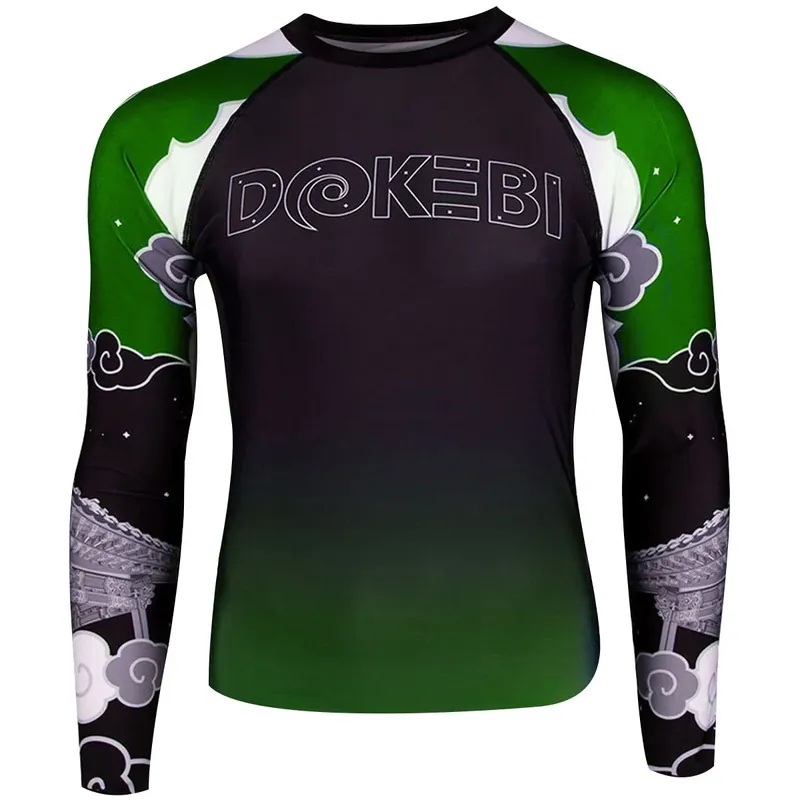 Korting Dokebi Temple BJJ Rashguard met lange mouwen - Groen S