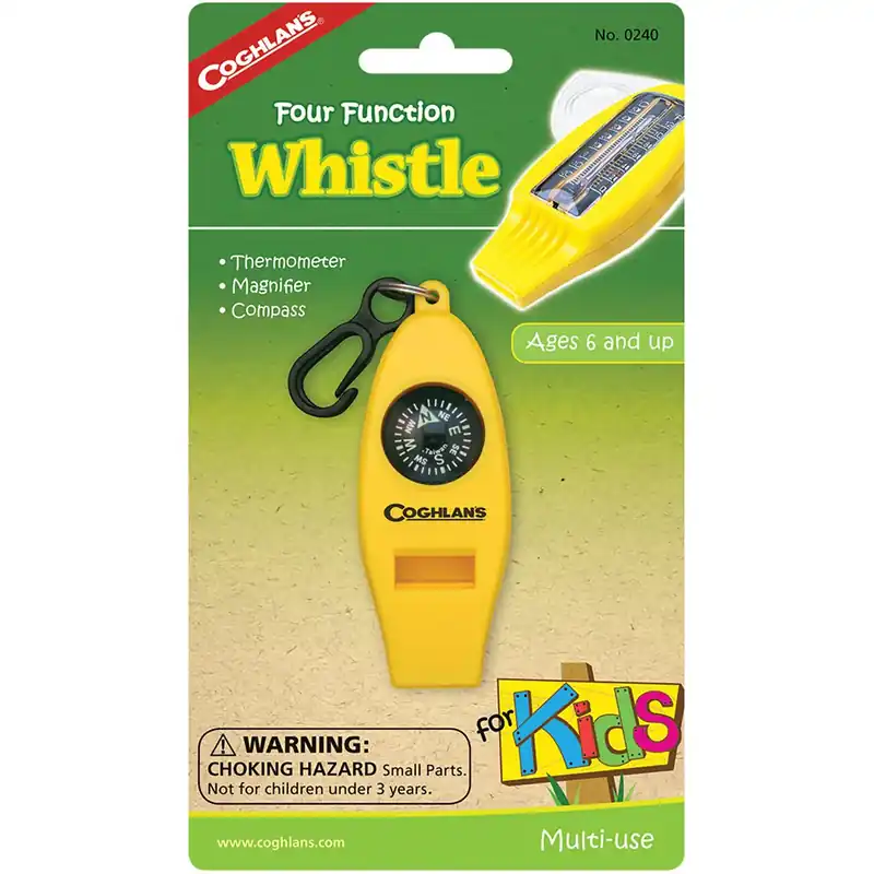 Coghlan's vierfunctiefluit voor kinderen Kampthermometer, vergrootglas, kompas Alleen Vandaag