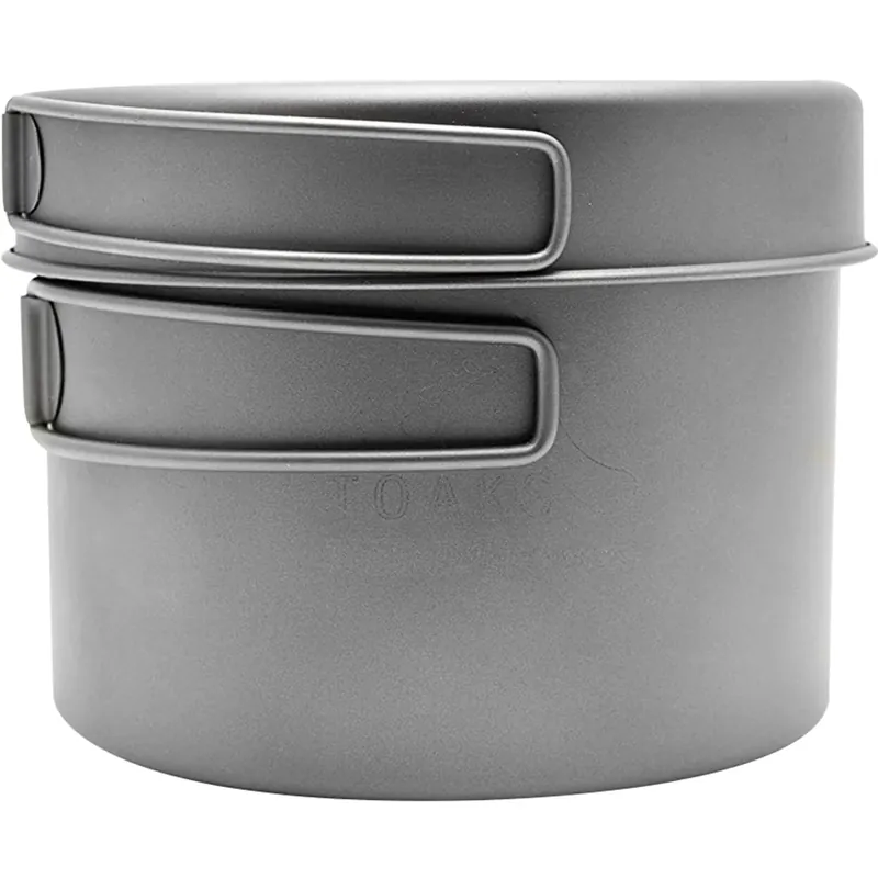 Merkproduct TOAKS Titanium Outdoor Camping Cook Pot met pan en opvouwbare handgrepen - 1300ml