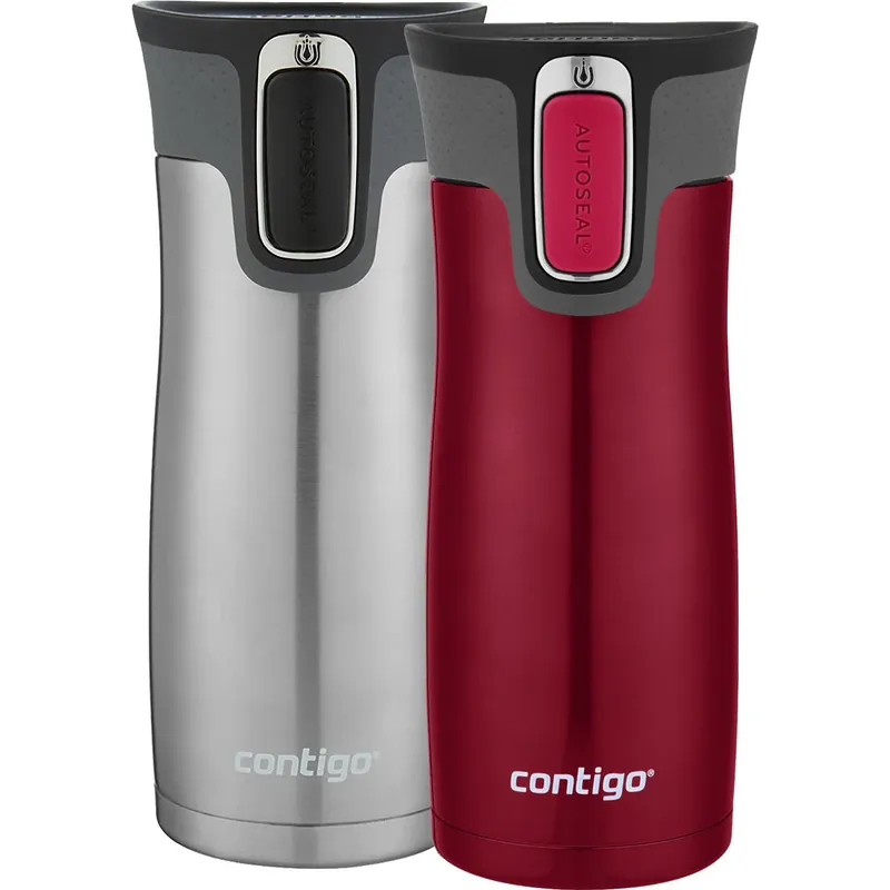 Contigo 16 oz. West Loop Autoseal Travel Mug 2-Pack - Roestvrij staal/Zeer Bessen Speciale Aanbieding