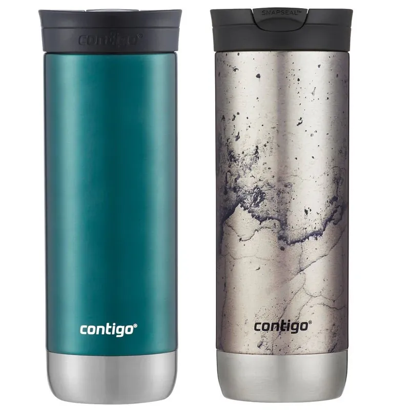 Contigo 20 oz. Huron vacuüm geïsoleerde roestvrijstalen reisbeker 2-pack Spiruline/Gepolijst Beton Hete Deal