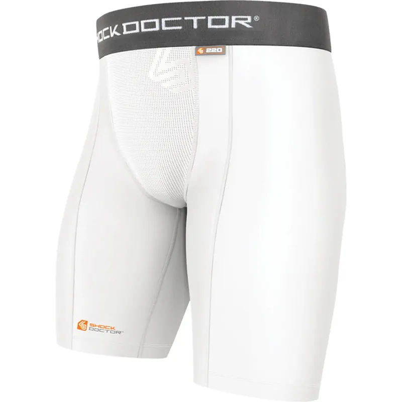 Superprijs Shock Doctor Boy's Core Compressie Shorts met Athletic Cup Pocket - Wit S