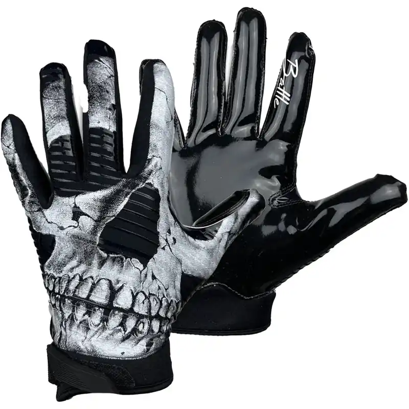 Battle Sports Youth Skullface Doom 1.0 Football Receiver Handschoenen - Zwart/Wit S Gereduceerde Prijs