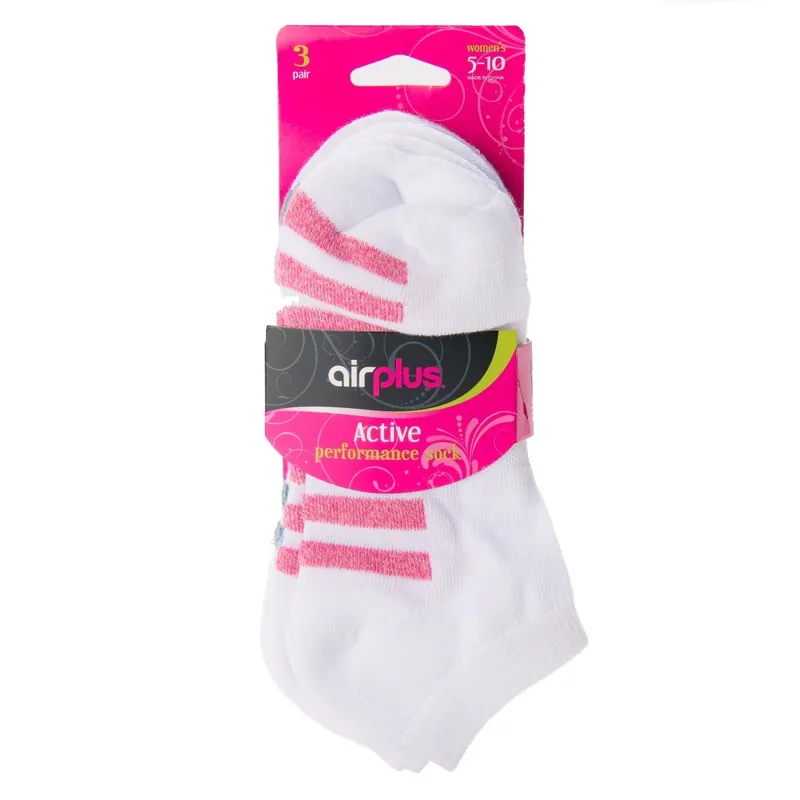 Airplus Dames No Show Cushioned Comfort Sokken, Wit, Medium, 3 Paar Nieuw