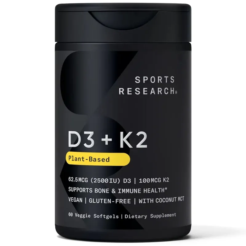 Beperkt Aanbod Sports Research Vegan D3 5000iu + Vitamine K2, 120 vegetarische softgels